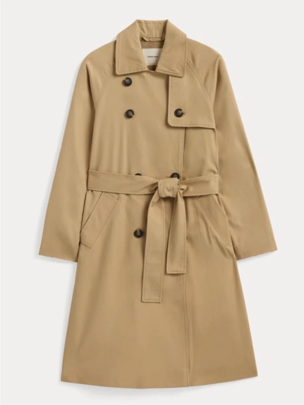 Everlane Double-Breasted Long Trench Coat Camel Tan Size Medium NWOT - Picture 4 of 11
